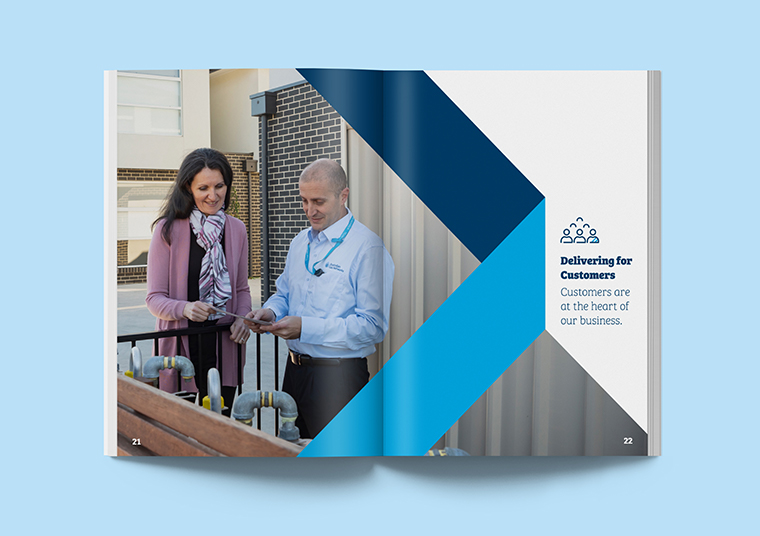Australian Gas Infrastructure Group booklet laying open on table designed by communikate
