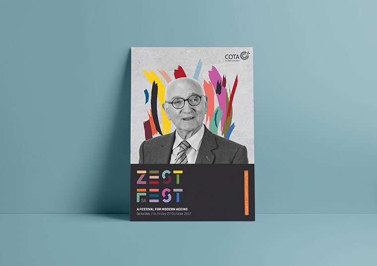 Zest Fest poster celebrating modern ageing designed by communikate et al